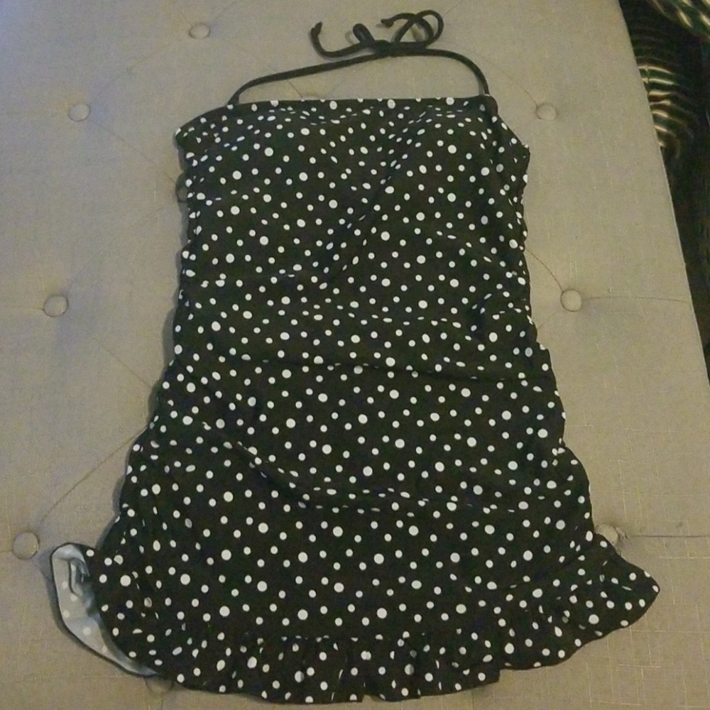 Tankini dress with flirty ruffle